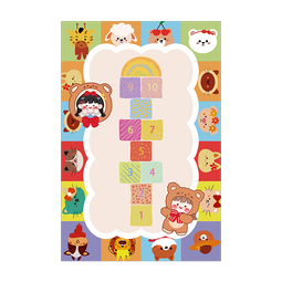 KAYE儿童房地毯卧室阅读区垫子免洗可擦客厅书房沙发茶几毯卡通床边毯 SJR-Y快乐跳跳1 60X160cm