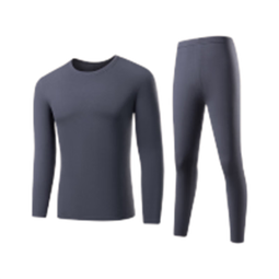 猫人秋衣秋裤男薄款抗菌亲肤双面磨绒保暖内衣打底套装 男款中灰 L