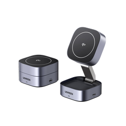 绿联Qi2认证【适用iPhone17】无线充电器MagSafe磁吸支架15W快充苹果16/15/14ProMax耳机充电板可折叠