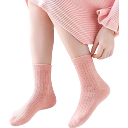 【百棉不怕烧】儿童纯棉袜子中大童秋冬糖果色中筒袜吸汗防臭耐磨 女童粗条底棉袜 【随机颜色】 1双 均码 4-8岁