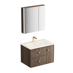 九牧（JOMOO）浴室柜洗脸盆柜洗手盆柜组合一体盆陶瓷中古风卫生间洗漱台A2763 智能款 除雾|感应灯-无龙头80cm