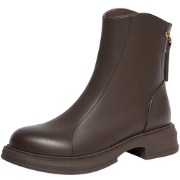 森达弹力靴女子年冬季款商场同款气质显瘦休闲短靴XEH01DD4 啡色单里 34 