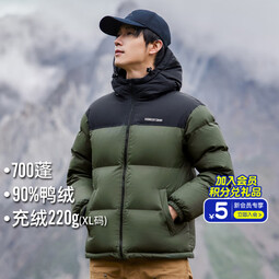 拓路者700蓬羽绒服男女情侣款冬厚款保暖户外羽绒衣团购连帽休闲宽松外 军绿色 M 