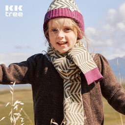 KocotreeKK树儿童围巾男孩宝宝围脖女孩秋冬季保暖防风护颈羊毛A类抗静电 江户深紫 6个月-9岁