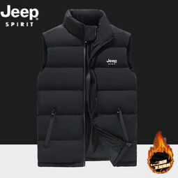 JEEP SPIRIT品质秋冬季新款马甲男士羽绒棉背心外套休闲宽松保暖大码马甲外套 JEEP288黑色 M +建议80-95斤