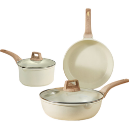 卡罗特锅具套装不粘锅麦饭石全套家用电燃通用厨具煎锅炒锅奶锅三件套