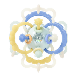 贝肽斯曼哈顿手抓球婴儿硅胶可咬牙胶磨牙宝宝早教益智玩具 安柏蓝 