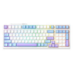 新盟X98ProV2三模无线机械键盘蓝牙2.4G客制化静音水蜜桃轴全键热插拔RGB高颜值侧刻电竞办公游戏专用 星光白-三模热插拔-椰白轴