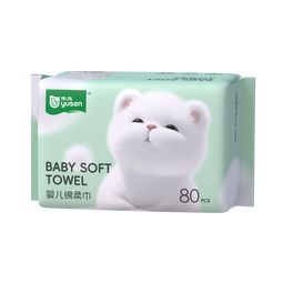 雨森（YUSEN）啵啵熊洗脸巾80抽/包干湿两用一次性清洁干巾洁面巾 1包
