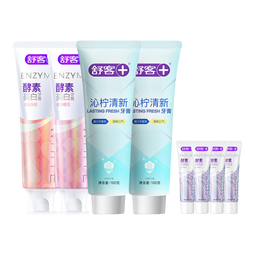 舒客专研沁柠清新强效减菌持久清凉牙膏男女家庭实惠装官方正品 樱花+白桃*120g*2支+ 160g*2支