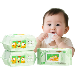 加菲猫80抽大包婴幼儿手口湿巾湿纸巾湿卸妆棉加厚加大 【80抽*5包】