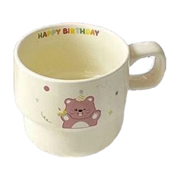 可爱小海狸露比粉色少女心马克杯咖啡杯情侣陶瓷水叠叠杯早餐 奶白圣诞海狸 280ML 1个