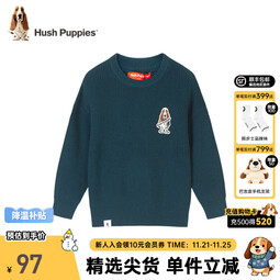 暇步士（Hush Puppies）童装儿童男女大童秋冬装新款套头舒适混纺时尚休闲线衣 幻夜绿 105 cm