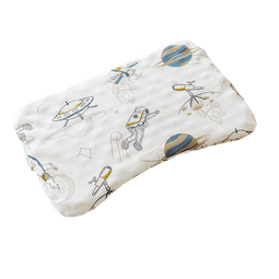 贝肽斯婴儿枕头儿童硅胶枕护颈宝宝枕头幼儿园四季通用 彩斑福鱼纯棉款-【3个月-1岁】枕高2.5cm