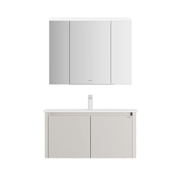 九牧（JOMOO）铝合金智能浴室柜陶瓷一体盆洗脸盆柜组合白100cm A2736-76AT-Z3