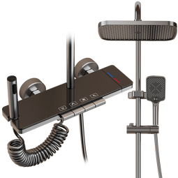 荣事达恒温防烫淋浴花洒套装钢琴键卫浴室增压花洒全套枪灰三件套8050