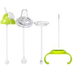 优爱心（YOUAIXIN） 优爱心用于贝宽口径奶瓶配件 贝吸管鸭嘴吸管奶瓶配件 3代吸嘴鸭嘴等5件套 绿色 