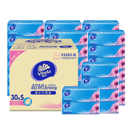 维达（Vinda）抽纸 超韧韧性升级3层真S码  纸巾卫生纸餐巾纸面巾纸 湿水不易破 品质升级 3层 100抽*30包 整箱装