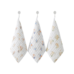 贝肽斯口水巾婴儿新生儿纱布小方巾宝宝洗脸巾纯棉手帕儿童毛巾 安德鲁秘境【30*30cm】4层棉纱/3条