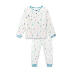 丽婴房【全棉】儿童睡衣儿童纯棉内衣套装男童女童睡衣家居服秋衣秋裤秋 【四季款】玉湖蓝-两粒扣-100%棉A类 80 cm