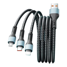 drop dot【66W超级快充丨线加粗80%】数据线三合一6A苹果安卓充电器线Type-C一拖三多合一华为小米手机车载 1.2米【编织线】黑色