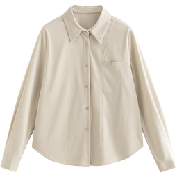 初语【画报衬衫】灯芯绒复古衬衫女2024秋季新款高级感气质上衣 米杏色 S