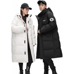 鸭鸭（YAYA）情侣男女同款羽绒服女长款过膝冬季新款加长加厚极寒时尚外套 白色 S