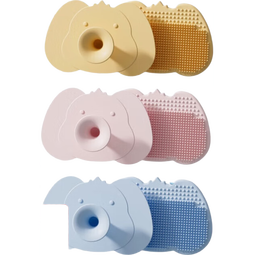 婴儿硅胶洗头刷新生儿去胎垢软毛刷宝宝按摩梳洗澡神器浴盆配件 【3件】婴儿洗头刷【黄+粉+蓝小象】 