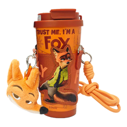 正版迪士尼疯狂动物城联名316不锈钢咖啡杯男女保温杯礼物水杯 尼克【毛绒挂件+挂绳】 500ml 无规格