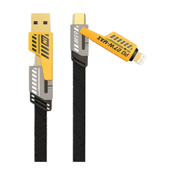 适用苹果小米华为iphone16ipadpro四合一数据线多功能机甲锌合金倍魔编织快充 1.0米【星际战绳四合一数据线】 【单条】四合一支持多种快充模式（低温不发烫）