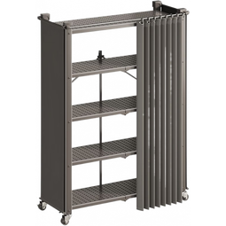 华莱德新款阳台置物架仓库货架家用多层杂物储藏柜多功能钢落地收纳架 (升级款带帘)五层70公分 【碳钢折叠/免安装置物架】