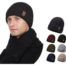 帽子男冬季保暖加绒加厚女式毛线针织帽户外骑行头套防寒护耳冷帽 酒红色