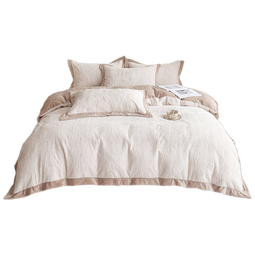 然牌四件套冬季加厚牛奶绒床上用品兔毛绒双拼A类抗静电被套枕套被单1.5/1.8米床