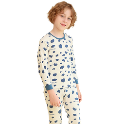 马骑顿儿童秋衣秋裤套装纯棉男童内衣女童保暖内衣全棉睡衣棉毛衫线衣 蓝色奶牛 110 (身高95-104cm 体重28-35斤)