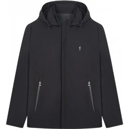 才子（TRIES）夹克外套男士商务行政连帽夹克品牌LOGO纯色户外上衣百搭通勤外套 黑色 M (165/84A) 