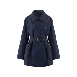 艾莱依陈都灵同款鹅绒服女士2025时尚工装短款复古薄外套 日蚀蓝S