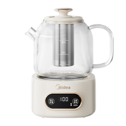 美的（Midea）0胶水全玻璃全自动养生壶 1.2L大容量办公室多功能茶漏煮茶壶 烧水壶24h恒温可煮小米 1.2L 0胶水全玻璃带滤网MK-YS12B102