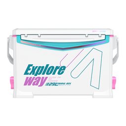 一味化氏冰蓝粉钓箱新款 29L聚氨酯发泡四脚升降加厚硬全套钓鱼箱 29L 哑光标配版【内盒+肩带+贴纸】