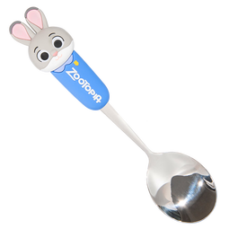 304不锈钢硅胶勺子叉子可爱家用儿童学生吃饭汤勺调羹餐具 朱迪不锈钢（造型勺子）