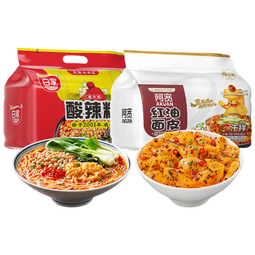 阿宽红油面皮110g*4袋装 +白家陈记酸辣粉540g 速食混合口味