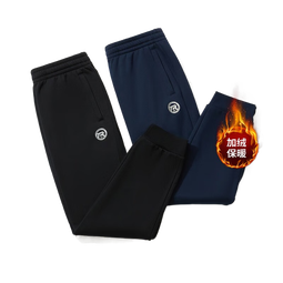 361°束脚运动裤男冬季新款保暖针织长裤男子口袋拉链基础休闲裤子 【加绒款】超级黑 XS