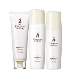 袋鼠妈妈水乳准孕妇护肤品大米补水保湿洗面奶洁水乳面霜精华套装生日礼物 【洁面款】3件套