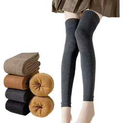 加绒加厚加长袜女护膝袜套过膝长筒袜保暖冬季老寒腿防寒护腿袜套 深灰1双 秋冬加厚【护膝袜】80-130斤