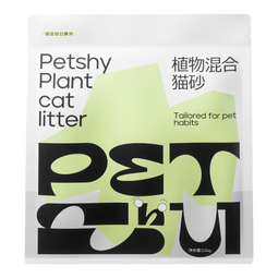 petshy百宠千爱 植物混合猫砂 强吸水不粘底无尘除臭木薯猫砂 植物混合猫砂2.5kg*1包