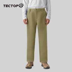 探拓（TECTOP）加绒保暖软壳裤男防风加厚徒步登山裤女户外运动裤子 男款棕黄【加厚】 S