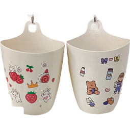 浴室悬挂式垃圾桶迷你学生宿舍上铺壁挂收纳盒桌面多用途储物桶 垃圾桶*1个【有贴纸有挂钩】 