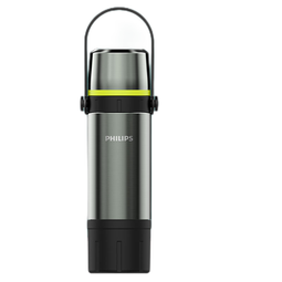 飞利浦（PHILIPS）便携旅行热水壶 带茶仓配茶漏316不锈钢茶水壶 户外露营保温壶  【自带茶仓】泡茶壶-灰色650ml