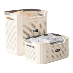 稻草熊脏衣篓家用脏衣服收纳筐脏衣篮卫生间放衣服神器浴室洗衣篮收纳筐 奶油白-大号两个装