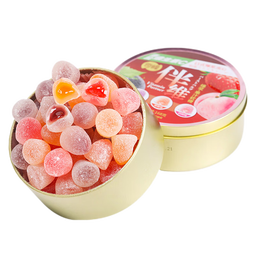 奇峰维C爆浆软糖果汁橡皮糖qq糖果小零食儿童混合水果糖铁盒vc口嚼糖 2盒*维C爆浆软糖（常备零食） 