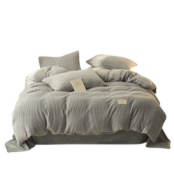 无印良品牛奶绒雕花四件套法兰绒1.5/1.8米床单四件套加厚加绒床上用品床单被套200*230cm 